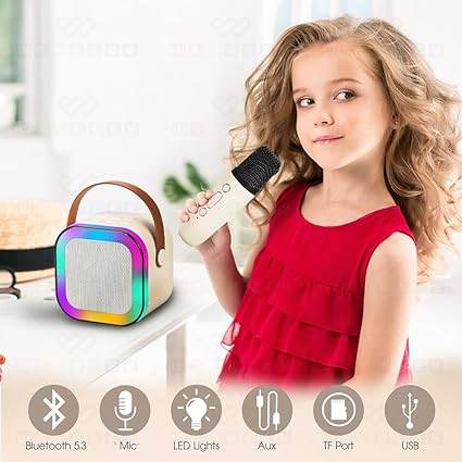 Colorful machine karaoke speaker with microphone for kids aged 5 years and up