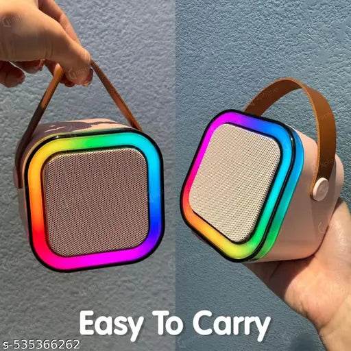 Portable machine karaoke speaker with colorful lights, easy to carry for kids and adults