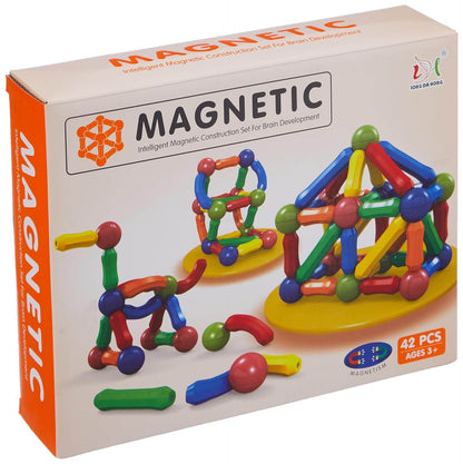 Magnetic building sticks for kids 42 piece construction set with colorful magnetic rods and balls