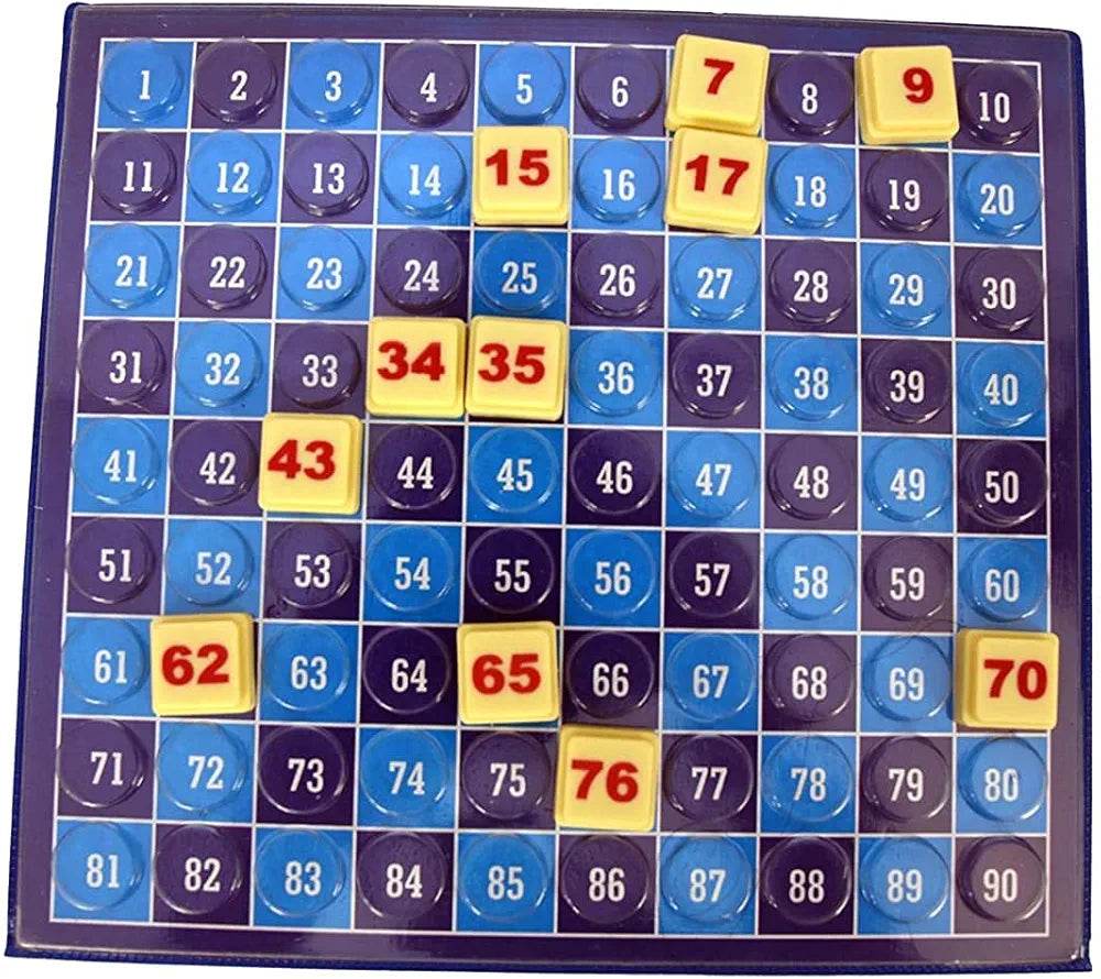 Prem Ratna magnetic housie board game with numbered blue and yellow tiles for classic bingo play