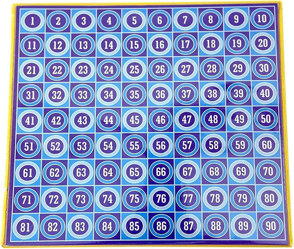 Prem Ratna magnetic housie board game with blue numbered grid from 1 to 90 in circular cells