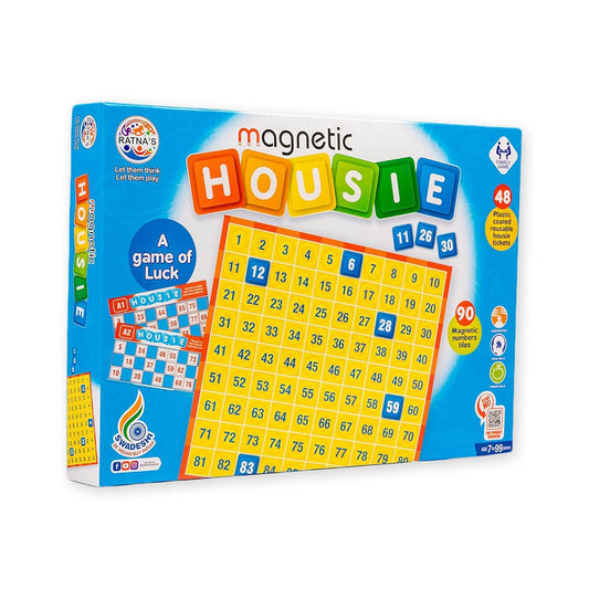 Prem Ratna magnetic housie board game with reusable plastic tickets and magnetic number tiles