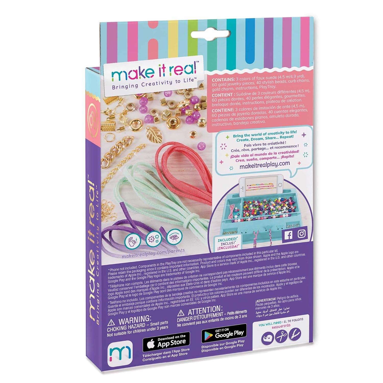 Make It Real kids jewelry making set 112 pieces colorful beads and accessories in packaging