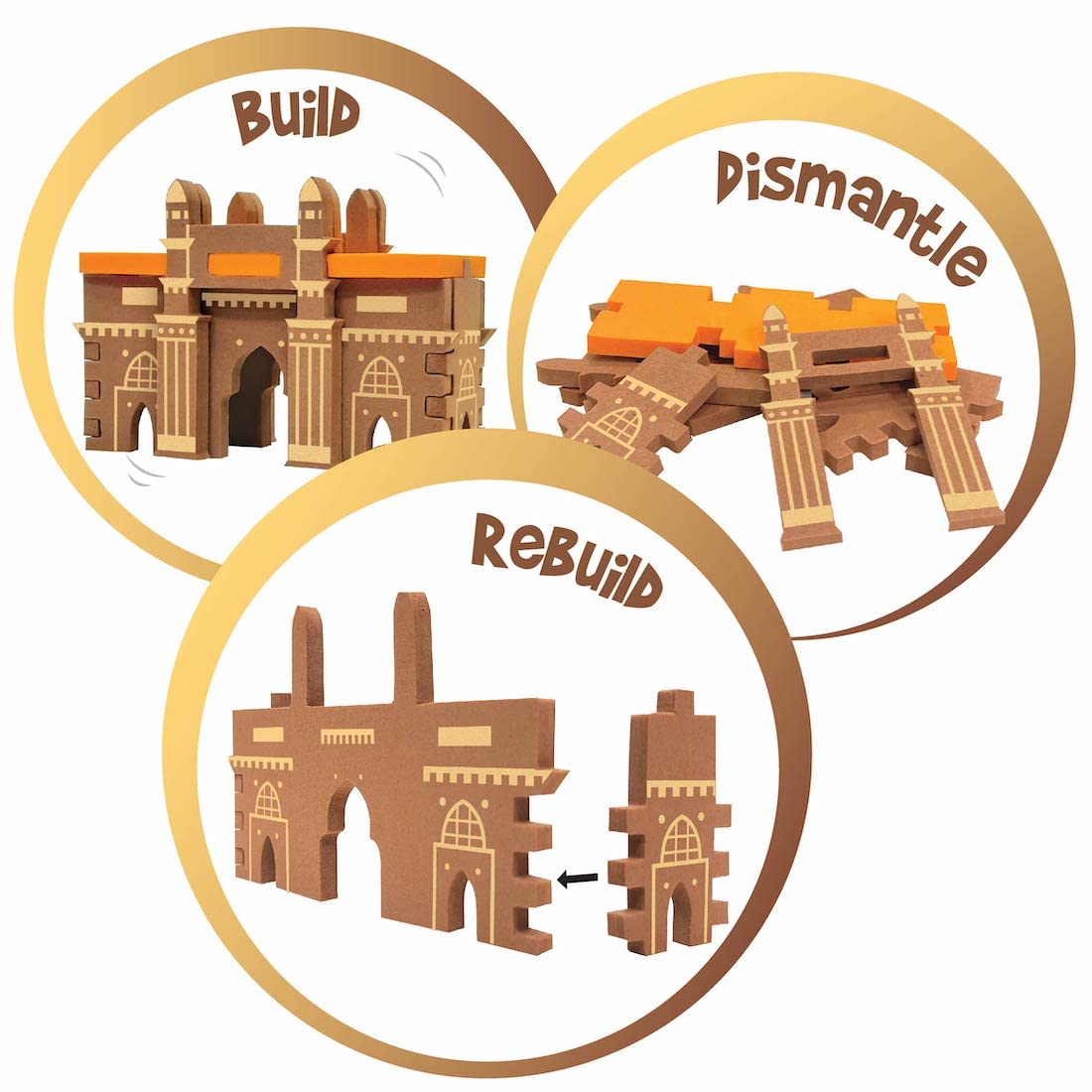 Imagimake construction lego set in brown for building, dismantling, and rebuilding structures for kids