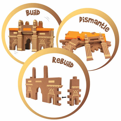Imagimake construction lego set in brown for building, dismantling, and rebuilding structures for kids