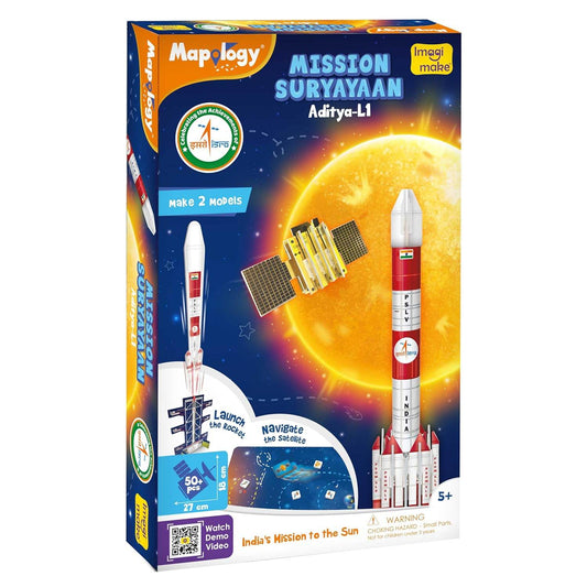 Educational solar system toys Mapology Mission Suryayaan Aditya-L1 rocket and satellite model kit