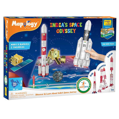 Mapology India's Space Odyssey educational space toy set with rockets and satellites for kids 7 plus