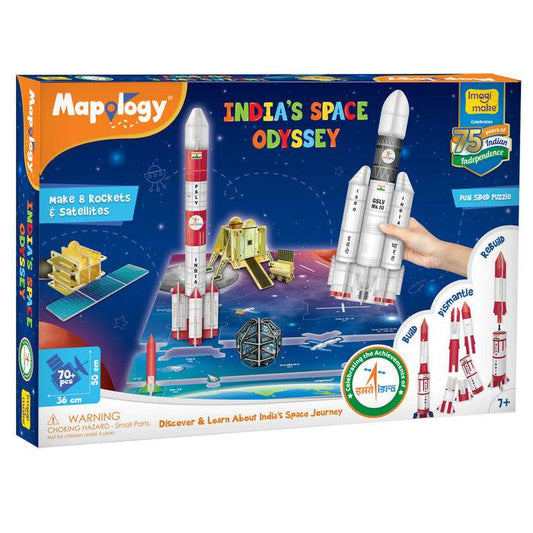 Mapology India's Space Odyssey educational space toy set with rockets and satellites for kids 7 plus