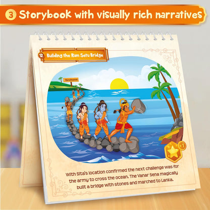 Colorful storybook with visually rich narratives about the Ram Setu Bridge for family board game enthusiasts
