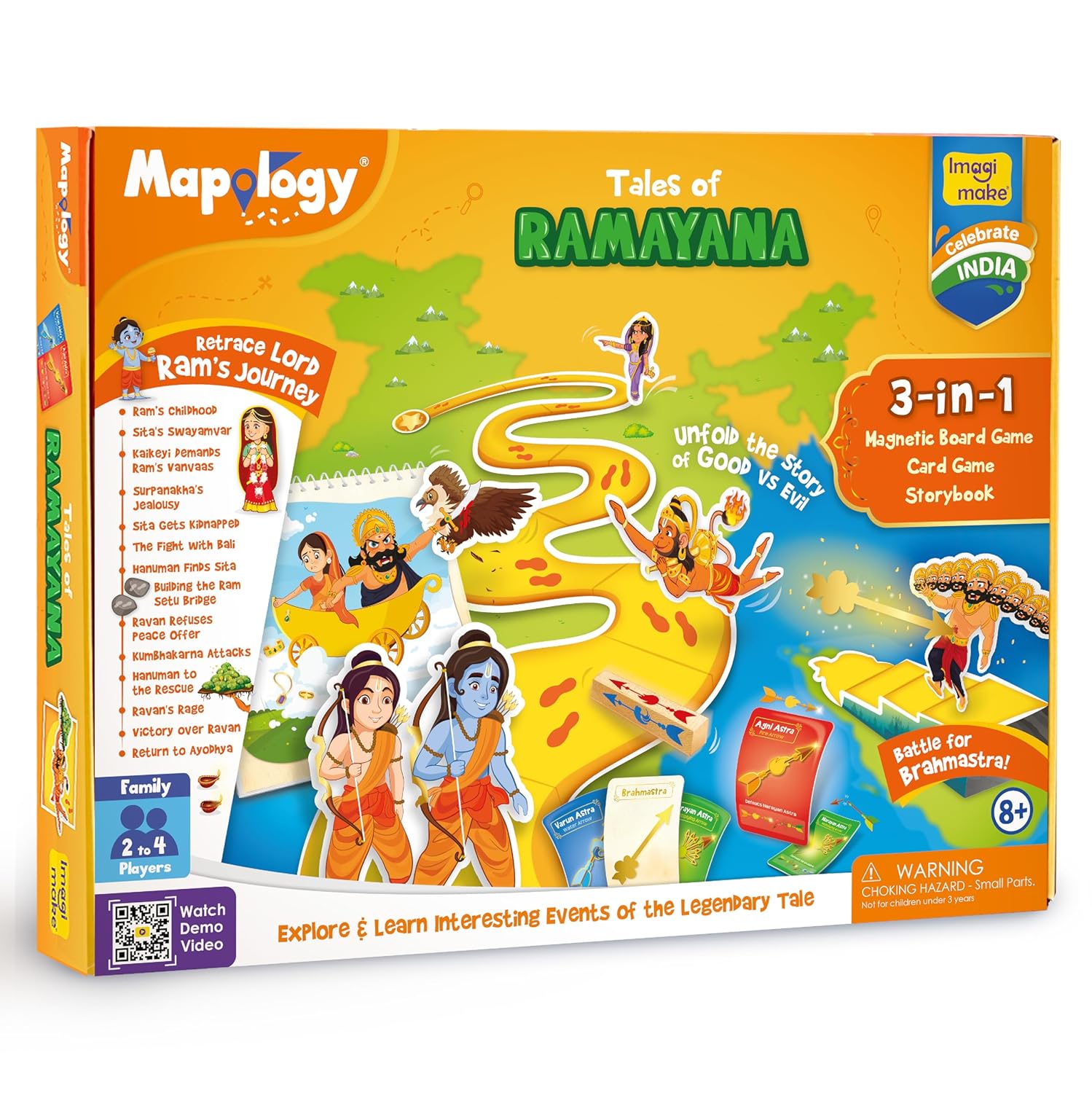 Colorful family board game 'Tales of Ramayana' for 2-4 players, ages 8 and up