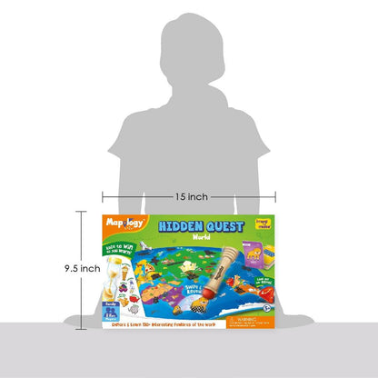 Mapology Hidden Quest board game with interactive world map and magic explorer pen for kids ages 3 and up