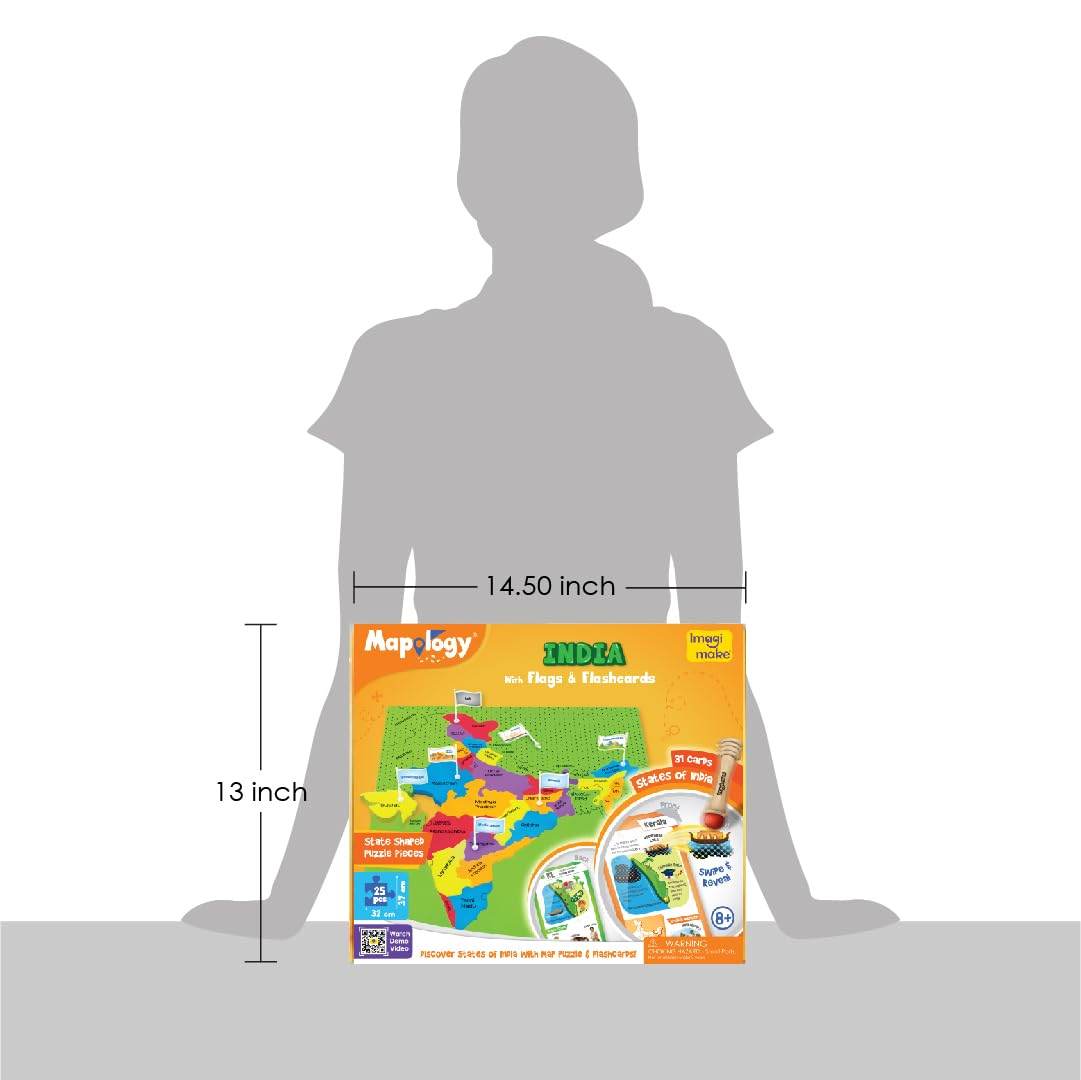 Colorful educational India country map puzzle for kids aged 5-10 years