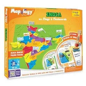 Mapology India country map puzzle with flags and flashcards suitable for ages 8 and up