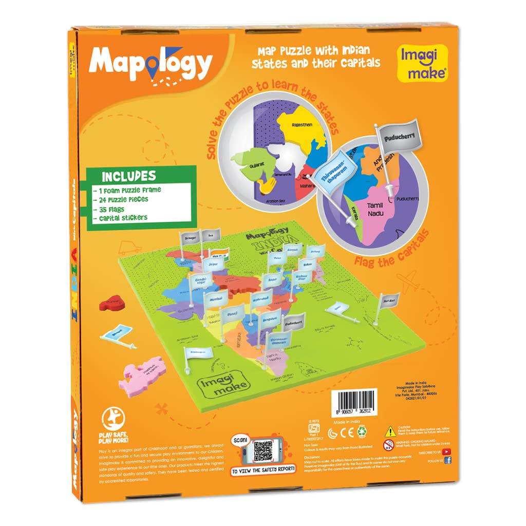 India map puzzle for kids with foam pieces and state flags by T-Rex the toyland Sitamarhi