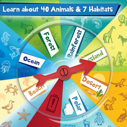Interactive educational toy with colorful animal habitats for learning about animals and their environments