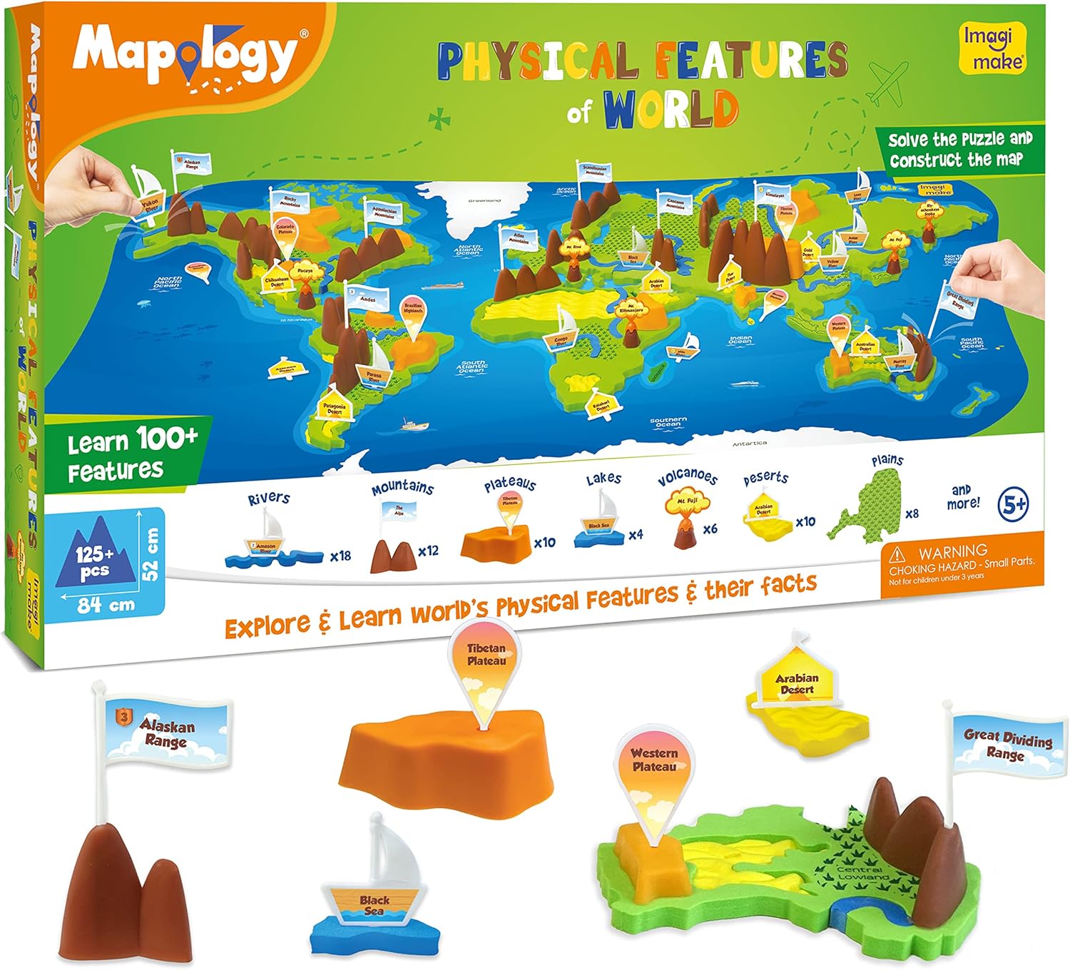 Colorful puzzled 3D puzzles set for kids to learn world features, ideal for ages 5 and up