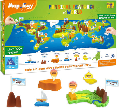 Colorful puzzled 3D puzzles set for kids to learn world features, ideal for ages 5 and up
