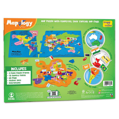 Mapology world flags and capitals game educational puzzle with countries, flags, and capitals pieces