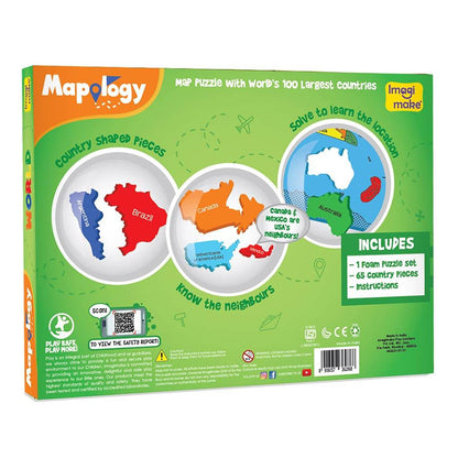 T-Rex the toyland world map jigsaw puzzle for kids with country shaped pieces and educational features