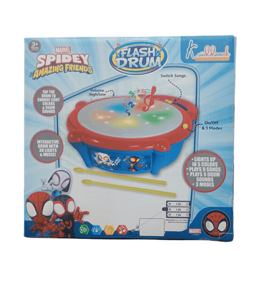 Kriddaank Spiderman musical drum for kids with light-up colors and 9 drum sounds