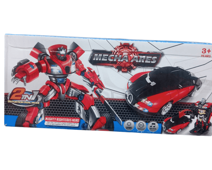 2 in 1 transformer toy car by T-Rex the toyland Sitamarhi in red and black transforming between robot and car