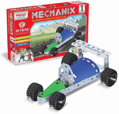 Mechanix 1 construction toy kit by T-Rex the toyland Sitamarhi with metal parts and wheels for building a race car model