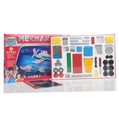Mechanix 5 construction toy kit with colorful metal parts and wheels for creative building