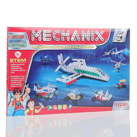 Mechanix 5 construction toy kit with 301 pieces and 25 models for creative STEM learning