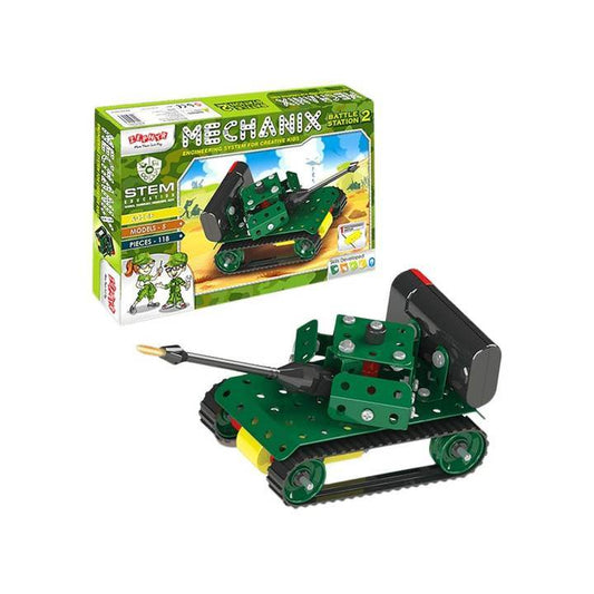 Mechanix battle station construction set tank model with green and black parts and packaging by T-Rex the toyland Sitamarhi