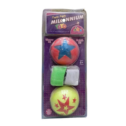 Millenium Yoyo Ball for kids twin pack with colorful star designs and wrist bands