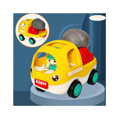Yellow and white mini construction vehicle toys with a gray load and a driver figure by T-Rex the toyland Sitamarhi