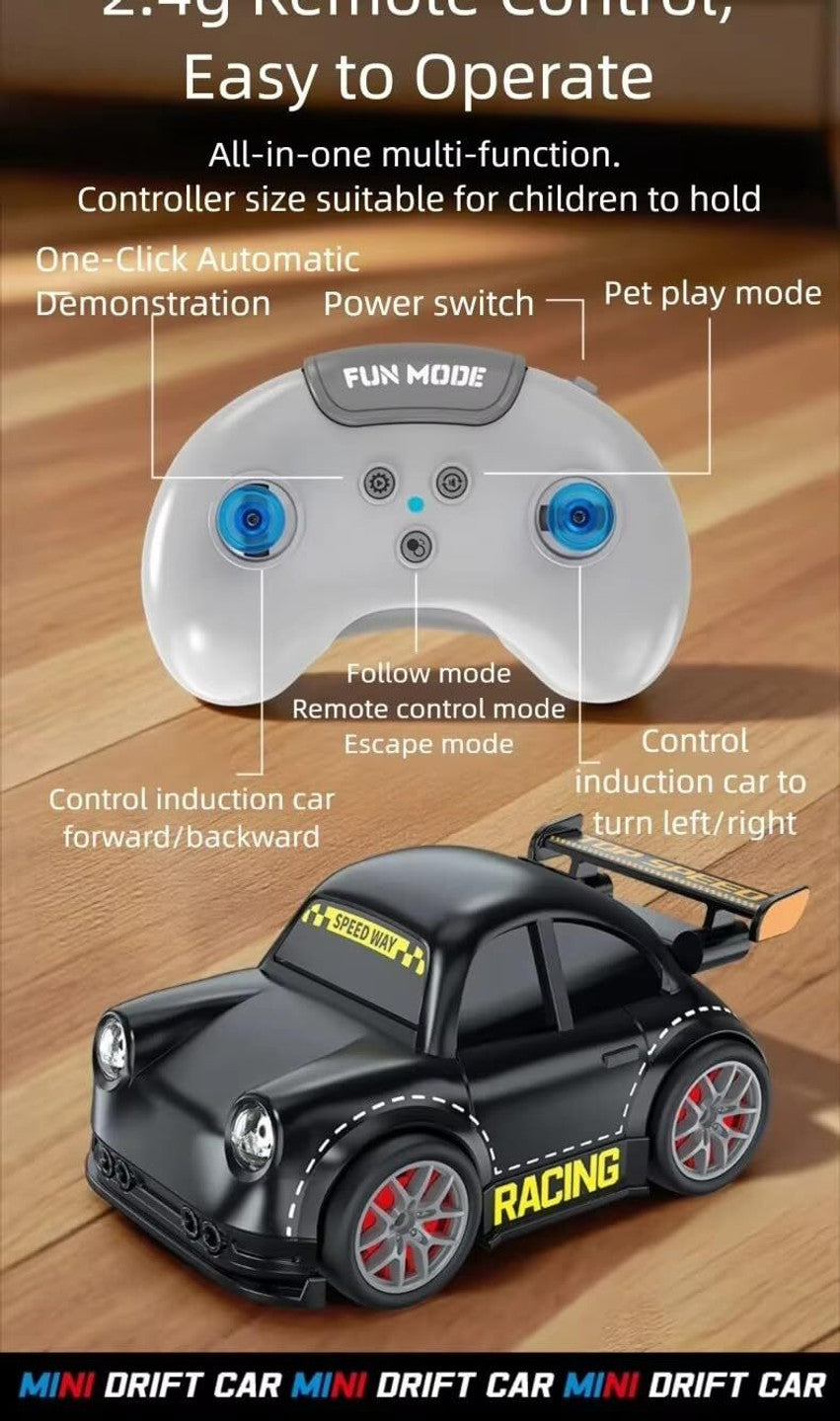 Remote Control RC Drift Racing Car Intelligent Motion Sensore with LED Lights Mini Dream Car Follow Me & Escape Mode Fall Resistant Toy Birthday Gift for for Kids Boys Girls