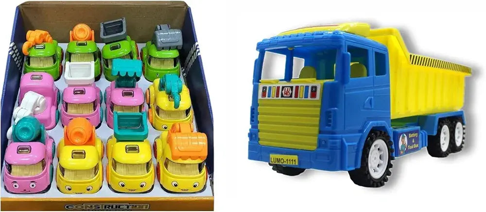 Colorful monster toy trucks set for toddlers with various accessories and bright designs