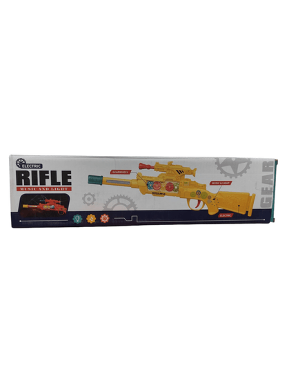 T-Rex Electric gun in yellow with musical feature, designed for children ages 5 and up