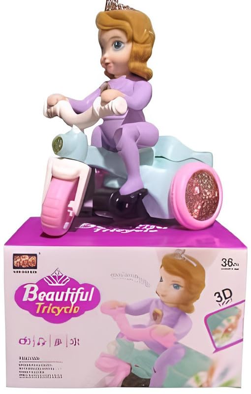 Pink and blue princess ride-on musical instrument toy for kids aged 3-5 years