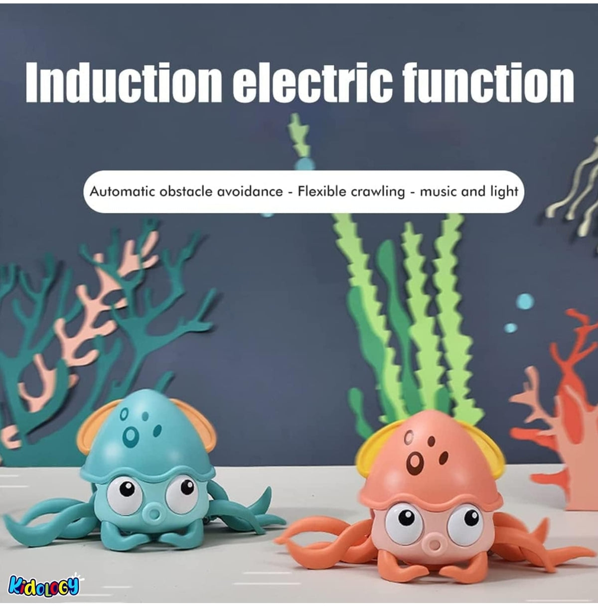 Colorful musical instrument toy octopus with electric crawling for children ages 3 and up