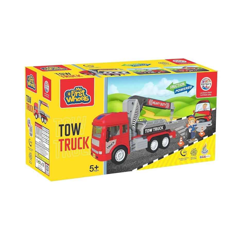 Red toy truck tow near me with friction power for kids ages 5 and up