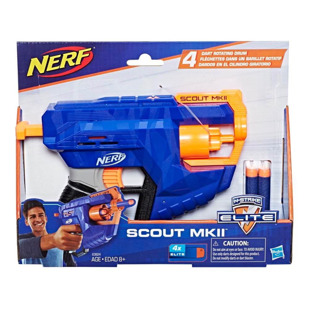Nerf Scout MKII blaster with rotating drum and darts in original packaging best Nerf toys for kids