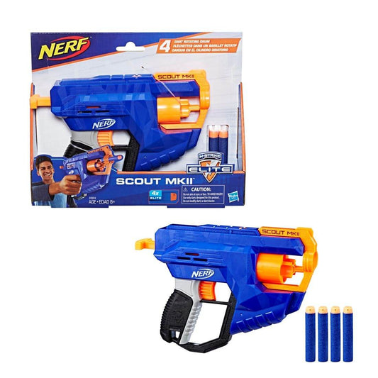 Best Nerf toys for kids Scout MKII blue and orange foam dart blaster with 4 darts by T-Rex the toyland Sitamarhi