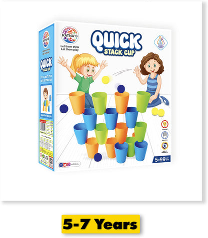 Fast Stacking Cups Game for Kids with Color Pattern Cards & Bell Montessori Speed Cup Challenge