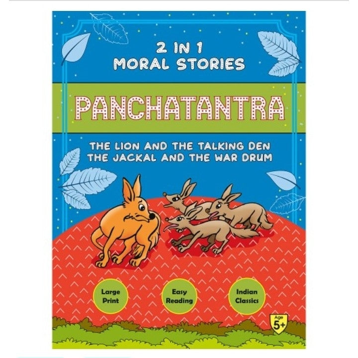 Colorful 2-in-1 Panchatantra Book for ages 5 and up, featuring moral of the stories with large print