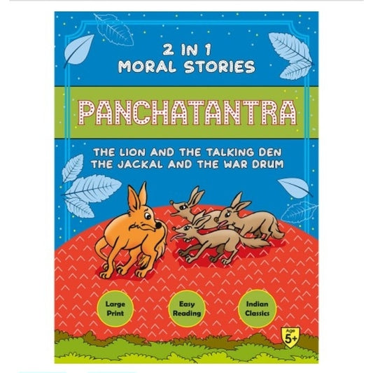 Colorful 2-in-1 Panchatantra Book for ages 5 and up, featuring moral of the stories with large print