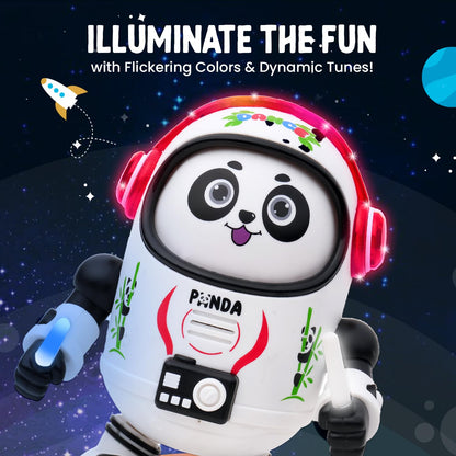 Panda stuffed toy with glowing features and playful sounds for kids ages 3 and up