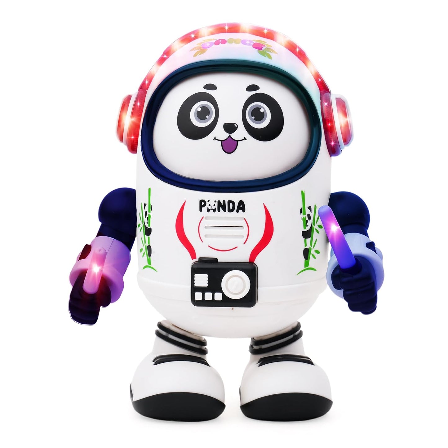 Panda stuffed toy robot with colorful lights and motion for children aged 3-6 years