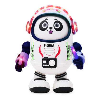 Panda stuffed toy robot with colorful lights and motion for children aged 3-6 years