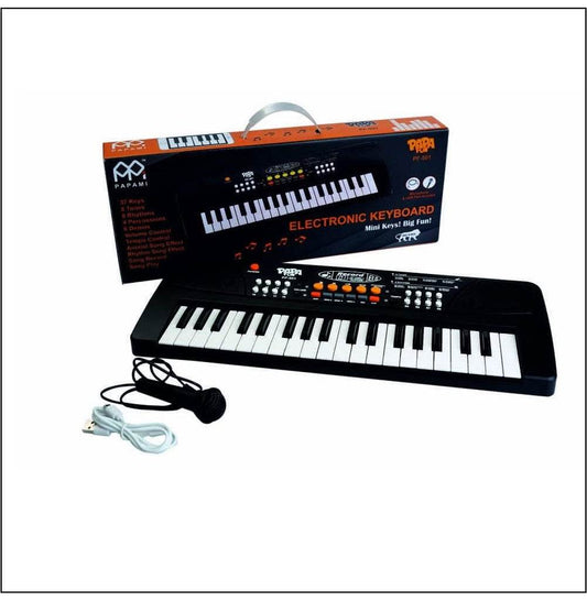 Kids electronic piano keyboard with 32 keys black design includes microphone and USB cable by T-Rex the toyland Sitamarhi