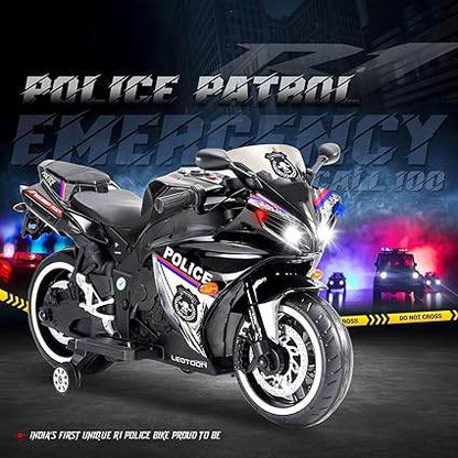 Parultoys R1 Police Sports Ride on Battery Bike for 3-7 Years Kids/Children/Toddlers/Boys/Girls with 12V Battery Operated/Music System/Working... - T-Rex the toyland Sitamarhi