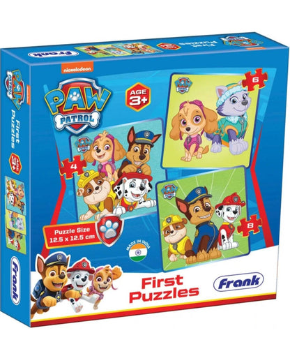 Paw Patrol puzzle book first puzzles by Frank featuring colorful character images for ages 3 and up