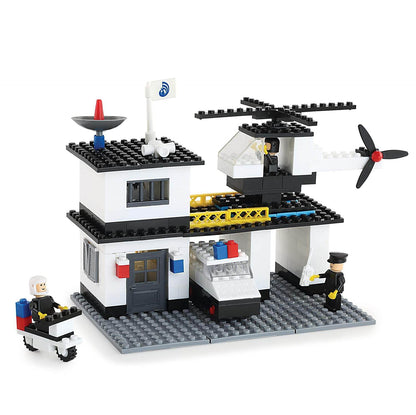 T-Rex the toyland highway patrol building block set with helicopter, patrol car, and two figures