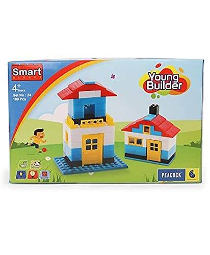 Peacock Smart Blocks building set Young Builder with colorful block houses and 100 pieces